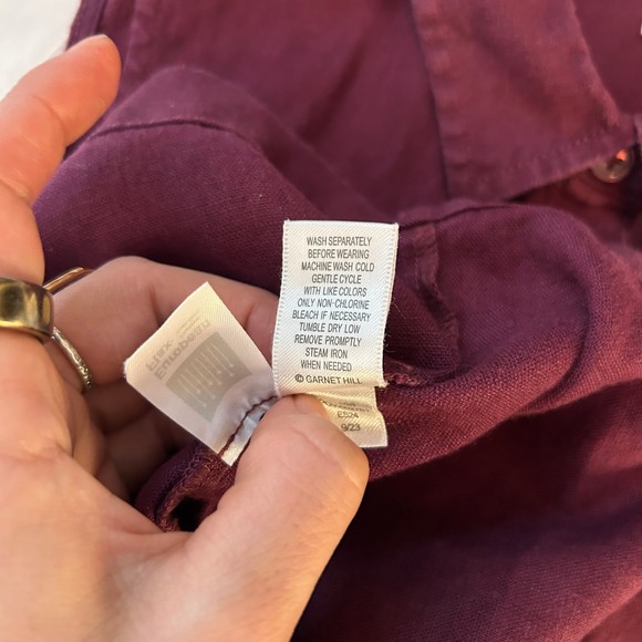 Garnet Hill Sleeveless Button Front Shirt Dress Burgundy Linen Blend Size 6 - Picture 9 of 9